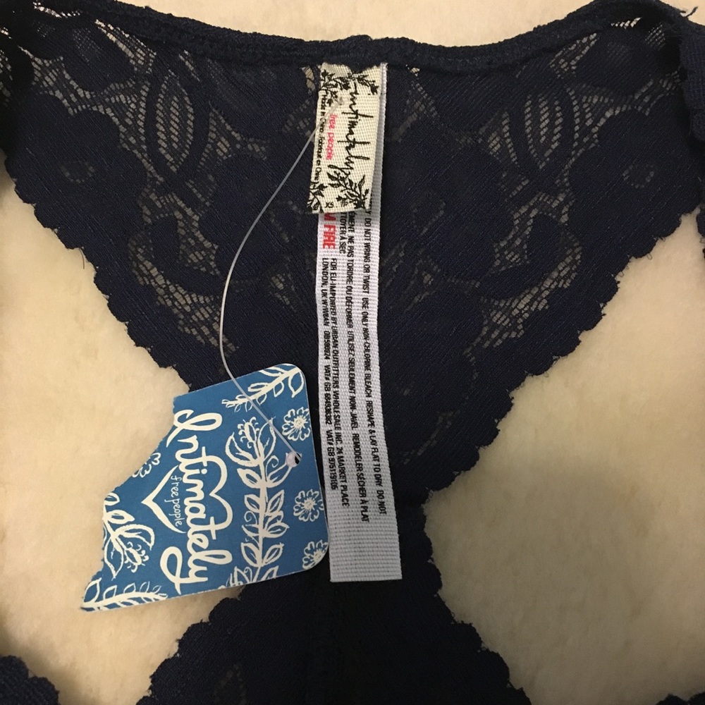 Free people bralette lace bra navy, new small - Picture 4 of 6